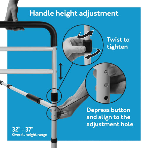 Carex Bed Support Rail for Adults, Adjustable Bed Guard Rail, Tool-Free Assembly, Fall Prevention, Padded Hand Assist Bar