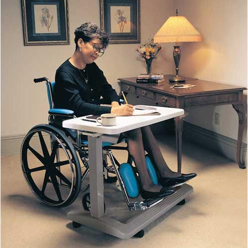 Carex Deluxe Overbed Table with adjustable height and wheelchair-friendly C-style base. Moovkart