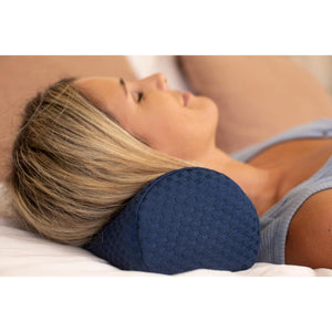 Carex Round Cervical Pillow, Memory Foam Support with Removable Blue Cover Hover