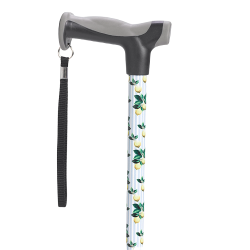 Drive Medical Comfort Grip T Handle Cane with lemon pattern, stylish and sturdy support. Moovkart