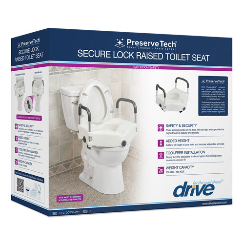 Drive Medical PreserveTech Secure Lock Raised Toilet Seat