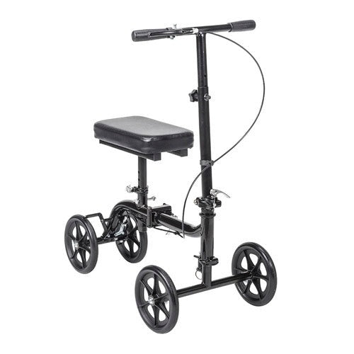 Drive Medical Economy Folding Knee Walker - Retail packaged, folds easily, adjustable height for users 4'11 Inches to 6'6 Inches, indoor/outdoor use, 350 lb weight capacity.