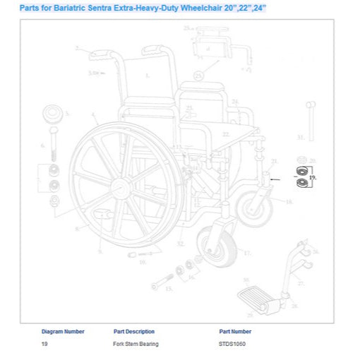 Drive Medical Wheelchair Fork Bearing Only