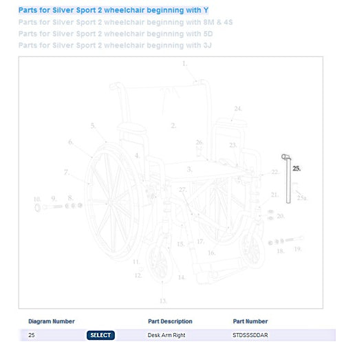 Drive Medical Desk Arm Assembly for Silver Sport Wheelchair, Right Side, Ergonomic Design with durable construction for enhanced comfort. Moovkart