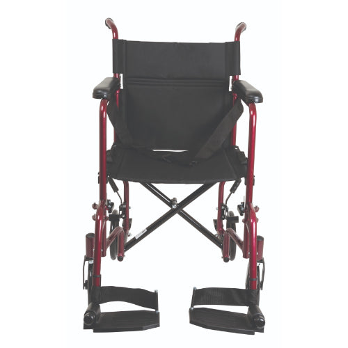 ProBasics Aluminum Lightweight Transport Wheelchair, 19-Inch Seat, Swing-Away Footrests, Burgundy