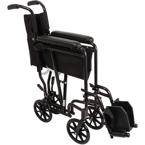 ProBasics Aluminum Lightweight Transport Wheelchair, 19-Inch Seat Width, Swing-Away Footrests, Black