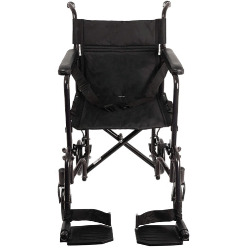 ProBasics Aluminum Lightweight Transport Wheelchair, 19-Inch Seat Width, Swing-Away Footrests, Black