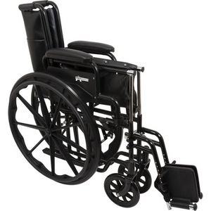 ProBasics K1 Lightweight Wheelchair 20 x 16 Inches Seat Flip back Detachable Arms & Swing Away Foot Rests Hover