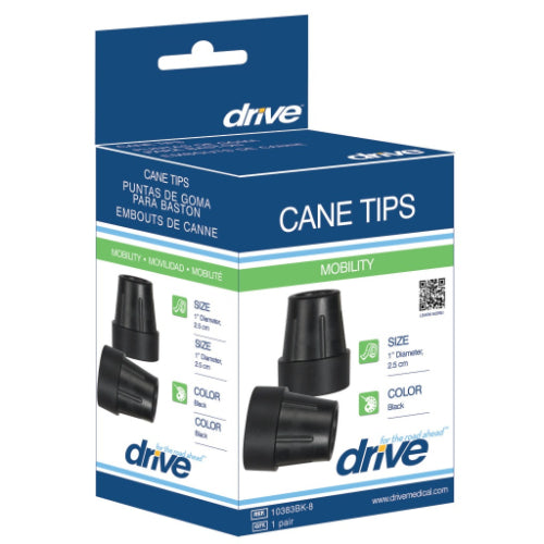 Drive Medical Cane Tips, Black, Pair