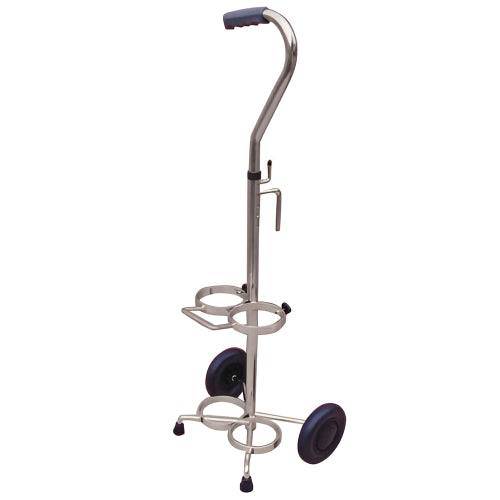 Drive Medical Oxygen Cylinder Cart, dual tank for D/E cylinders with adjustable handle and large wheels for smooth mobility. Moovkart
