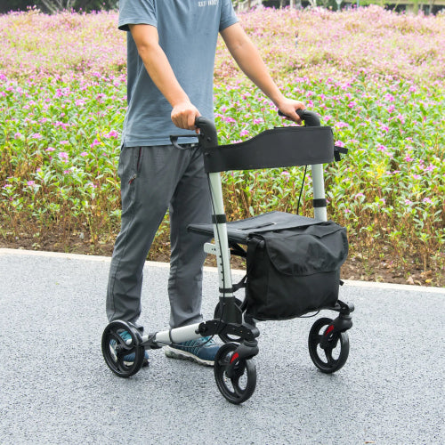 AGK Aluminum Rolling Walker with 2 in 1 Design, Dual Braking System