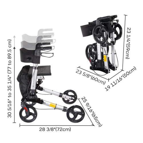 AGK Aluminum Rolling Walker with 2 in 1 Design, Dual Braking System