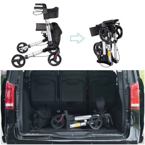 AGK Aluminum Rolling Walker with 2 in 1 Design, Dual Braking System