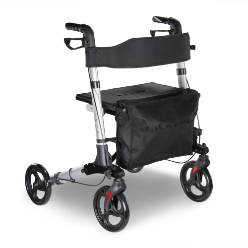 AGK Aluminum Rolling Walker with 2-in-1 Design, Dual Braking System, Lightweight Mobility Aid with 360° Swivel Wheels. Moovkart
