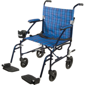 Drive Medical Fly-Lite Transport Chair Blue, 19 Inches Hover