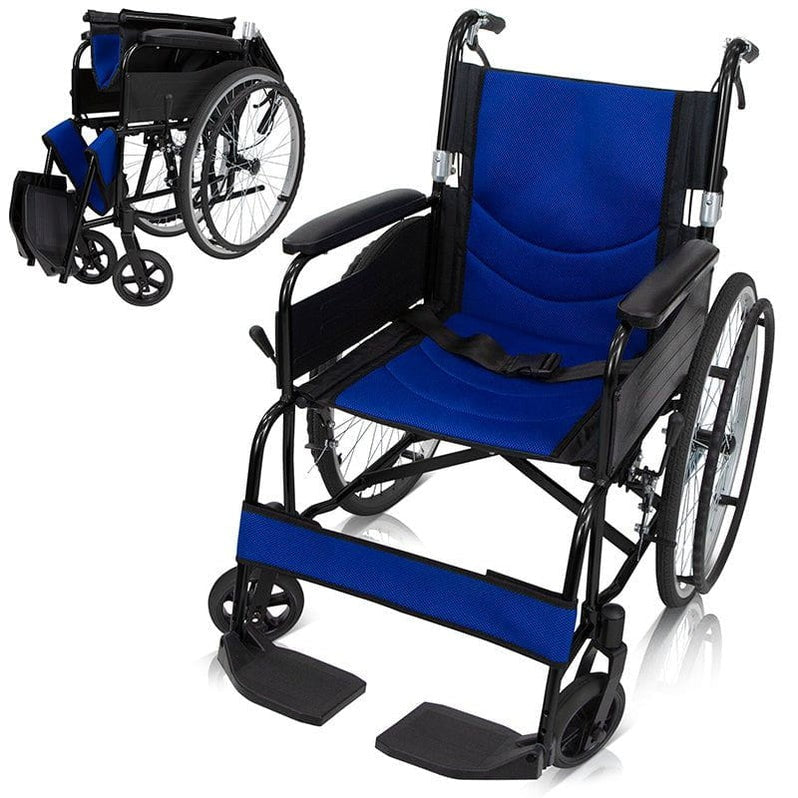 Vive Health Air Frame Wheelchair – Lightweight, Durable Mobility Aid with Blue Upholstery for Comfort & Support, Moovkart.