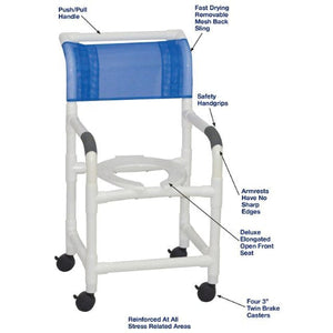 MJM International Shower Chair, 3 Inches Twin Casters, 300 Lbs Capacity