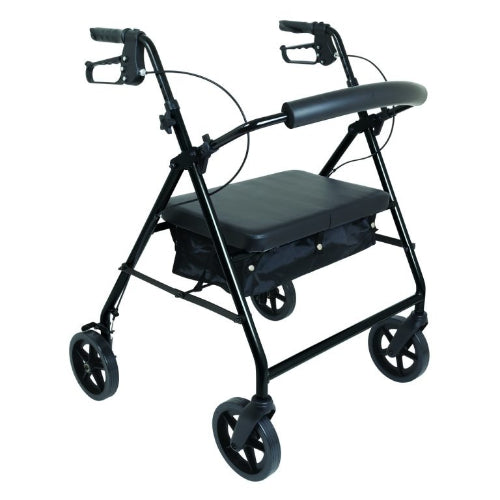 Proactive Medical Protekt Bariatric Rollator, durable steel frame, black finish, supports mobility and comfort for heavy users, Moovkart