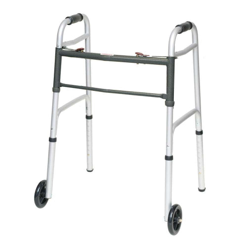 ProBasics Folding Aluminum Junior Walker, 5 Inches Wheels, 2-Button Release