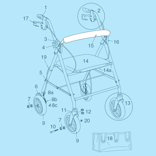 Drive Medical Backrest Replacement For R800 and R900 Rollator Series