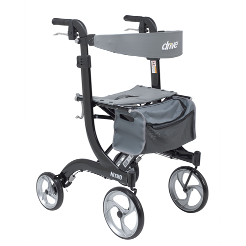 Drive Medical Nitro Aluminum Rollator With 10 inch Casters, Tall Height, Black
