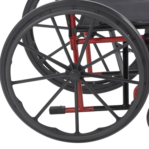 Drive Medical Rebel Wheelchair with Removable Desk Arms, Swing-away Footrests, 18 Inches Seat, Red Frame