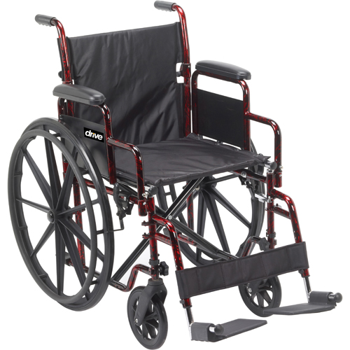 Drive Medical Rebel Lightweight Wheelchair with Swing-Away Footrest, Red mobility aid, Moovkat