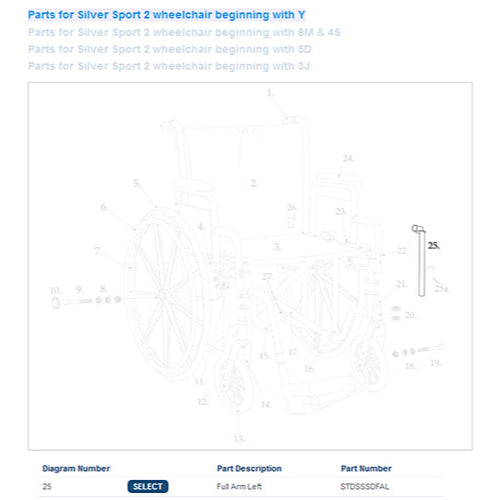 Drive Medical Full Arm Assembly for Silver Sport 2 Wheelchair, Left Side, Durable and Comfortable Replacement Part. Moovkart