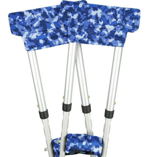 Vive Health Crutch Pads and Hand Grips Standard And Youth, Blue Camo