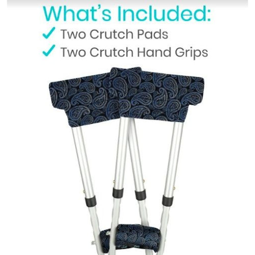 Vive Health Crutch Pads and Hand Grips Standard And Youth, Paisley