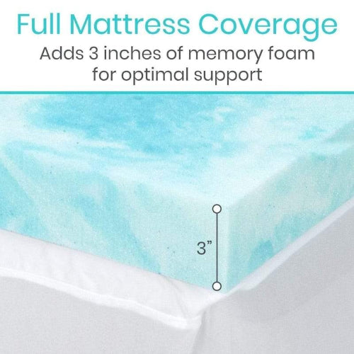 Vive Health 3 Inches Memory Foam Mattress Topper, Gel-Infused, Full