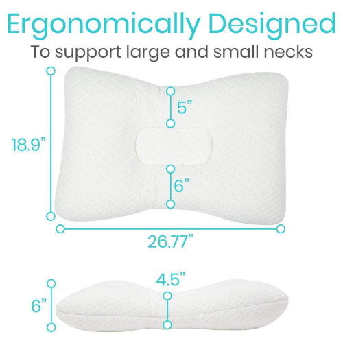 Vive Health Cervical Pillow with Memory Foam Support for Neck Pain Relief, Soft Bamboo Cover