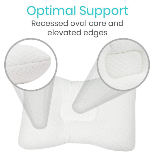 Vive Health Cervical Pillow with Memory Foam Support for Neck Pain Relief, Soft Bamboo Cover