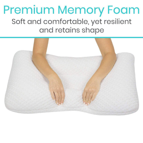 Vive Health Cervical Pillow with Memory Foam Support for Neck Pain Relief, Soft Bamboo Cover