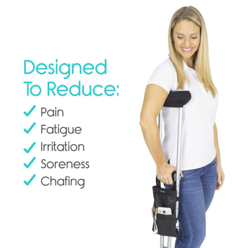 Vive Health Crutch Pad Kit with Foam, Grips, Pouch for Standard or Youth