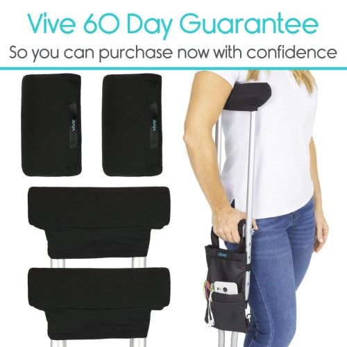 Vive Health Crutch Pad Kit with Foam, Grips, Pouch for Standard or Youth