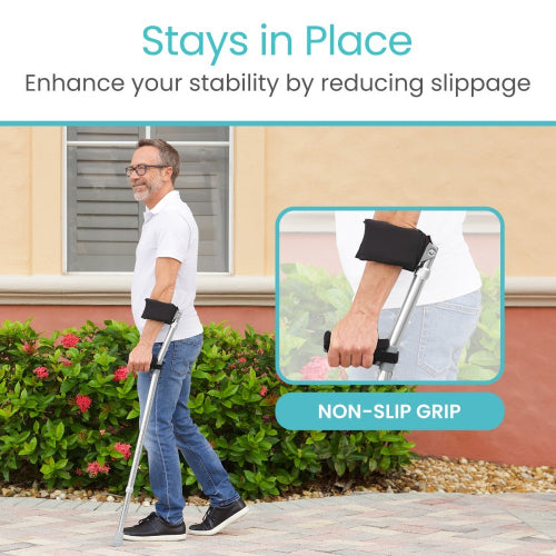 Vive Health Standard Forearm Crutch Pads with Non-Slip Grip and Zipper Closure