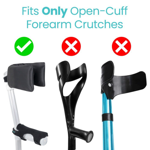 Vive Health Standard Forearm Crutch Pads with Non-Slip Grip and Zipper Closure