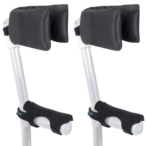  Vive Health Forearm Crutch Pads, featuring a non-slip grip and zipper closure for enhanced comfort and secure fit on crutches. Moovkart