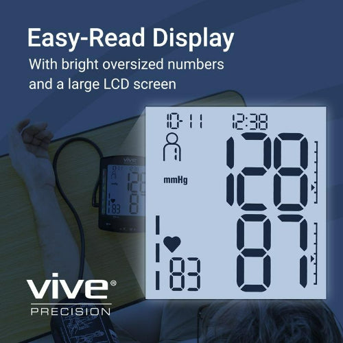 Vive Health Blood Pressure Monitor Compatible with Smart Devices, White