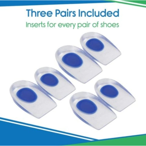 Vive Health Silicone Heel Cups For Men, Small, 3 Pairs