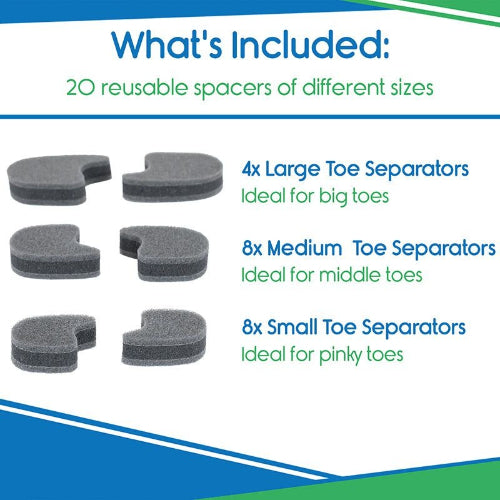 Vive Health 3-Layer Toe Separators, with Soft Cushioning Foam, Set of 20