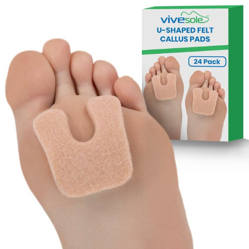 Vive Health U-Shaped Felt Callus Pads, Cushioned Support