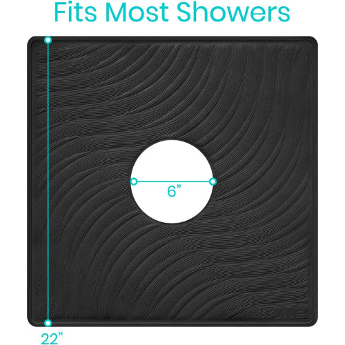 Vive Health Shower Mat, Black, 22 x 22 Inches