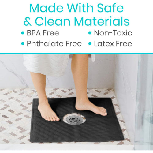 Vive Health Shower Mat, Black, 22 x 22 Inches