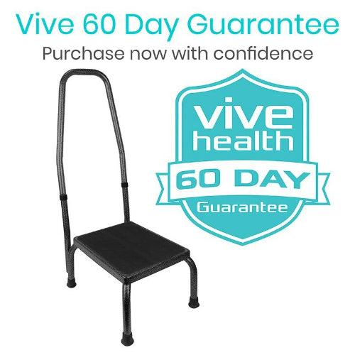 Vive Health Step Stool With Handrail, Black Pack of 2