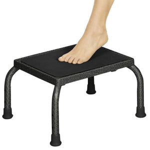 Vive Health 9-Inch Steel Step Stool with Wide Non-Slip Base, Textured Platform, Black