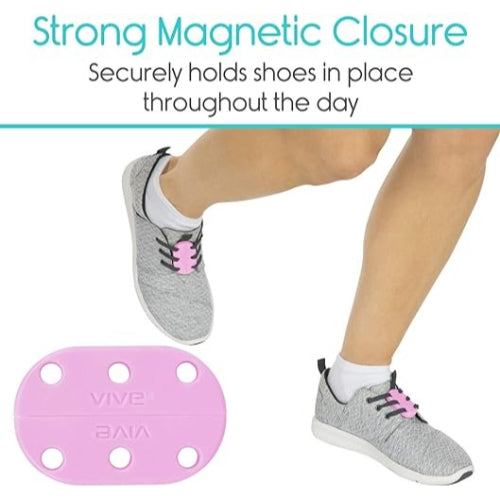 Vive Health Magnetic Shoe Closures, Two Sets With Anchor Clips, Pink