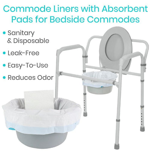 Vive Health Commode Liners with No Pads, Pack of 100