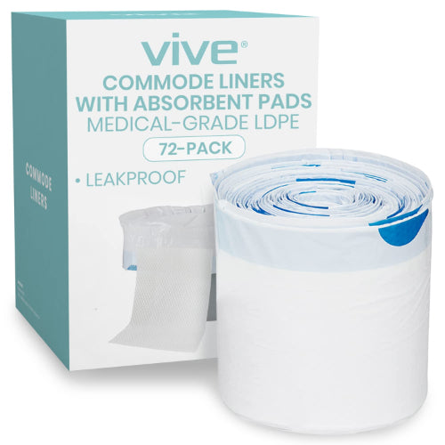 Vive Health Commode Liners with No Pads, Pack of 100